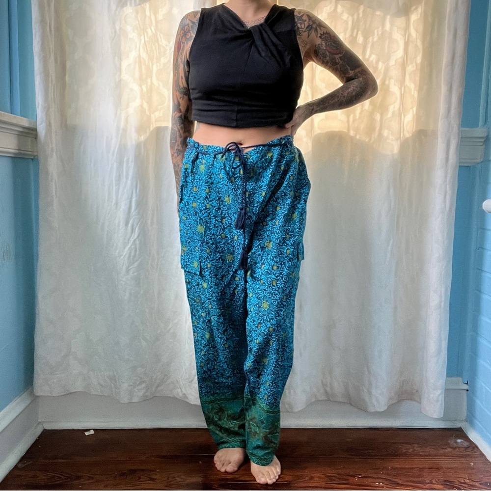 Sundance Blue Floral Wide Leg Pants